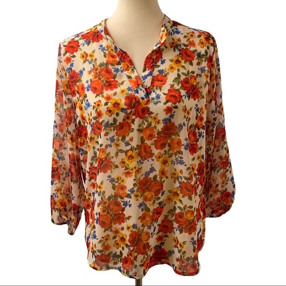 Alice Blue Stitch Fix Floral Lightweight Popover - Picture 1 of 9